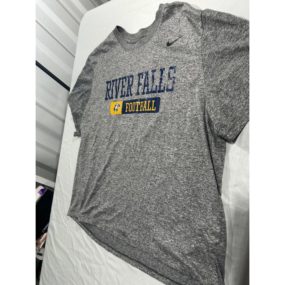 Nike‎ Dri-FIT River Falls Football Graphic T-Shirt Gray Mens XL Heathered Tee